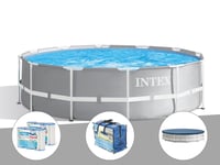 Kit piscine tubulaire Intex Prism Frame ronde 3,66 x 1,22 m + Bâche à bulles + 6 cartouches de filtration + Bâche de protection