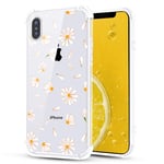 LuGeKe Floral Flowers Clear Cover for iPhone X, 5.8'' Shockproof Bumper Case for Apple iPhone X/XS with Design, Cute Personalized Phone Cases, Daisy Flower