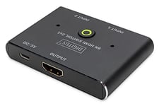 DIGITUS Commutateur HDMI Actif 8K60Hz - Commutation Facile Entre Deux Sources HDMI - HDMI 2.1 - Supporte HDR - Plug & Play - Noir