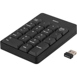 Trådlöst numeriskt tangentbord Deltaco, 10 m räckvidd, svart, Nano USB-mottagare