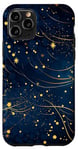 Coque pour iPhone 11 Pro Jolie étoile scintillante bleu nuit dorée