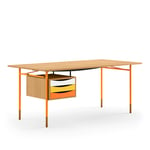 Nyhavn Desk, 170 cm, with Tray Unit, Oak Dark Oil, Orange Steel, Warm