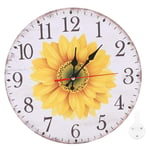Oumefar Bar Wall Clock Sunflower Pattern Clear Reading 30cm Practical With Hanging Hook for Home Office Coffee Shop Restaurant