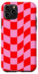 Coque pour iPhone 11 Pro Motif damier classique à carreaux Rose/rouge