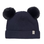 HUTTEliHUT hat knit fakefur pom’s cotton – navy - 2-4år
