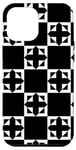 iPhone 15 Pro Max White Black Crosses on Squares Ancient Classic Pattern Case