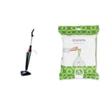 Vileda Steam Mop Plus, UK Version, Black, Efficient and Hygienic Cleaning for Floors & Brabantia Bin Liners, Size G, 23-30 L - 40 Bags,White,375668