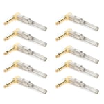 Guldpläterad 90 Graders Böjd Mono 6.35mm Hane Elektrisk Gitarr Mikrofonkabel Lödnings DIY Kontakt