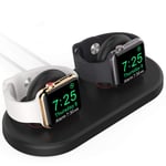 AhaStyle Dual iWatch Stand Charging Dock Detachable ABS Holder Compatible with Apple Watch Series 7/6/5/4/3/2/1 SE(45/44/42/41/40/38mm), Supports Nightstand Mode (Black)
