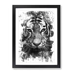 Tiger Vol.3 V4 Modern Framed Wall Art Print, Ready to Hang Picture for Living Room Bedroom Home Office Décor, Black A2 (64 x 46 cm)