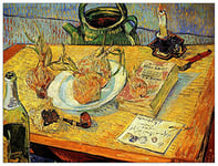 ArtPlaza Van Gogh Vincent - Still Life Drawing Board Pipe Onions and Sealing-Wax Panneau Décoratif, Bois, Multicolore, 120 x 1.8 x 90 cmAS90881