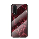 Marble Case for Oppo Find X2 Neo Marble Clear Tempered Glass Case Soft Silicone Phone Cover Compatible with Oppo Find X2 Neo (Red)