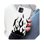 Artistic personality flame pattern phone case for iphone 11 Pro Max 6 6s 7 8 plus X XR XS Max SE 2020 Soft Silicone cover shell-flame white-for iphone X