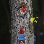 Climbing Tree Sculpture,Cartoon Dwarf Climbing Tree Sculpture Resin Craft Ornament Outdoor Garden hanging Decoration,Climbing Gnomes Tree Hugger Decor