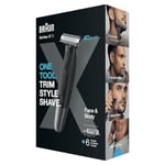 Braun Série X, tondeuse à barbe mâle électrique hybride et rasoir de corps, lame 4D, SkinShield, étanche, sans fil, XT5200