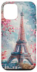 Coque pour iPhone 14 Pro Paris France Tour Eiffel Fleurs Aquarelle