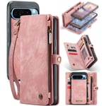 CaseMe Google Pixel 9 Pro XL Rymligt plånboksfodral med många kortfack, Rosa