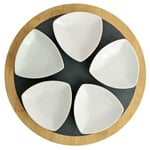Widdop Food & Wine Set of 5 Dishes with Round Bamboo & Slate Serving Tray Set