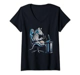Womens Zebra Popcorn Animal Gaming Controller Headset Gamer V-Neck T-Shirt