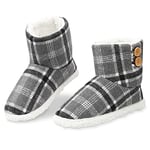 Dunlop Chaussons Homme Hiver, Pantoufles Homme Confortable, Chausson Botte Montant Mémoire de Forme, Cadeau Original (Gris Carreaux, 44 EU)