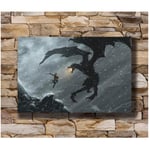 Sjkkad The Dragon Skyrim Video Game Wall Poster Art L-W Canvas Print Decoration Posters and Prints -20X28 Inch No Frame