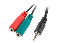 Lanberg - Headset-Delare - 4-Poligt Minijack Hane Till Mini-Phone Stereo 3.5 Mm Hona - 20 Cm - Svart