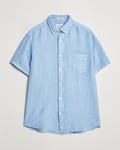 GANT Regular Fit Garment Dyed Short Sleeve Linen Shirt Capri Blue