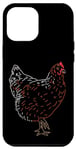 Coque pour iPhone 14 Plus Poulet, dessin au trait pour les fans de poulet, paysans, pr