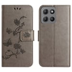 Läderfodral Fjärilar Motorola Moto G15 Grå
