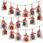 Coogam Christmas Advent Calendar 2020, 24 Days Burlap Hanging Advent Calendars Garland Candy Gift Bags Sacks DIY Xmas Countdown Christmas Decorations for Wall Home Office