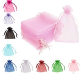 Organza Bags 7x9cm Gift Wedding Favour Jewellery Pouches, Small Party Sweet Bags, Sheer Drawstring Pouches Perfect Size for Our Sunflowers Seeds Lavender Bags (Pink, 7 x 9 cm - 25 pcs)