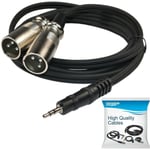 6ft 1/8" 3.5mm to Dual XLR Male Splitter Cable for CD Player Walkman Microphone