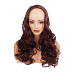 Ladies 3/4 Half Wig Dark Auburn Wavy 22" Heat Resistant Synthetic Hair
