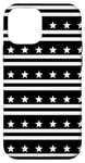 Coque pour iPhone 12 mini Black-White Vertical Line Stripe Star Pattern