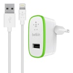 Belkin - Chargeur Secteur USB 12W/2.4A avec Câble Lightning pour iPhone et iPad