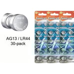 30-pack AG13 LR44 303 357 A76 LR1154 SR44 GP76A Batteri .