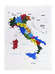 Half a Donkey Colourful Map of Italy showing the regions and major cities- Large Cotton Tea Towel