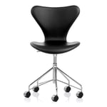 Fritz Hansen - Sjuan 3117 Helklädd Läder Essential Black - Skrivbordsstolar - Arne Jacobsen - Svart