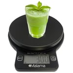 Digital Kitchen Scale, for Food Cooking Baking Precision Multifunctional 0.1oz/ 1 g Increment, 11 lb/5 kg Capacity, LCD Display, Tare Function, by Malama, Black (Batteries Included)