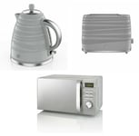 Swan Symphony Range Grey 20L Microwave, 1.7L Kettle & 2 Slice Toaster Set -NEW