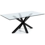 KAVE HOME Table de salle à manger Argo rectangulaire 200 x 100 cm en verre et pieds acier noir - Transparent Kave Home