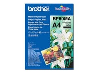 Brother BP60MA Matte Inkjet Paper - Mat - A4 (210 x 297 mm) - 145 g/m² - 25 feuille(s) papier - pour Brother DCP-J1140, J1200, J1800, J4140, J926, J981, MFC-J2340, J3540, J3940, J4335, J739