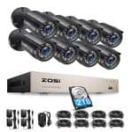 ZOSI 2TB HD 8 X 1080P 8CH 1920TVL Outdoor CCTV Home Security Camera System