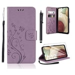 For Samsung Galaxy A12 Case and Screen Protector,Samsung A12 Wallet Case PU Leather with Card Slots Folding Stand Magnetic Scratch-proof Protect Flip Cover Compatible with Samsung Galaxy A12(Purple)