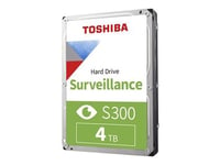 Toshiba S300 Surveillance - Disque dur - 4 To - interne - 3.5" - SATA 6Gb/s - 5400 tours/min - mémoire tampon : 128 Mo