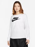 Nike Women's Long-Sleeve Logo T-Shirt - White, White, Size L, Women