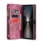 CaseMe Sony Xperia 10 VI Rymligt plånboksfodral med många kortfack, röd