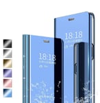 Jierich for Xiaomi Redmi Note 10 4G/Note 10S case,Flip Clear View Translucent Standing Cover,Mirror Plating Full Body 360°Smart Cover Protection for Xiaomi Redmi Note 10 4G/Note 10S-Blue