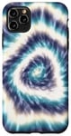 Coque pour iPhone 11 Pro Max Tie-Dye Bleu Spirale Tie-Dye Design Coloré Summer Vibes