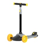 NEWCURLER Rugged Racers Kick Scooter for Boys and Girls 3 Wheel Scooter, 4 Adjustable Height Lean to Steer with Wide Deck PU Flashing Wheels for Children 3 to 12 Years Old,Gray